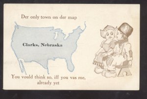 CLARKS NEBRASKA DUTCH CHILDREN USA MAP VINTAGE POSTCARD