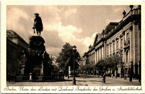 Germany Berlin Unter den Linden Frederick Great Memorial Vintage Postcard B132