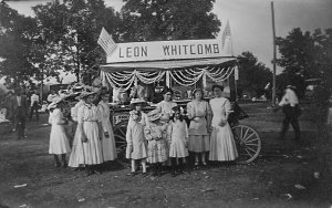 Local Political Event Leon Whitcomb Popcorn Wagon W/ Ladies & Girls RPPC