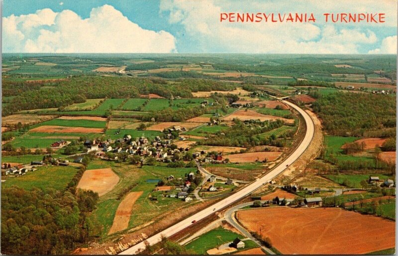 Pennsylvania Turnpike Northeast Extension Scenic Aerial View Chrome Postcard 