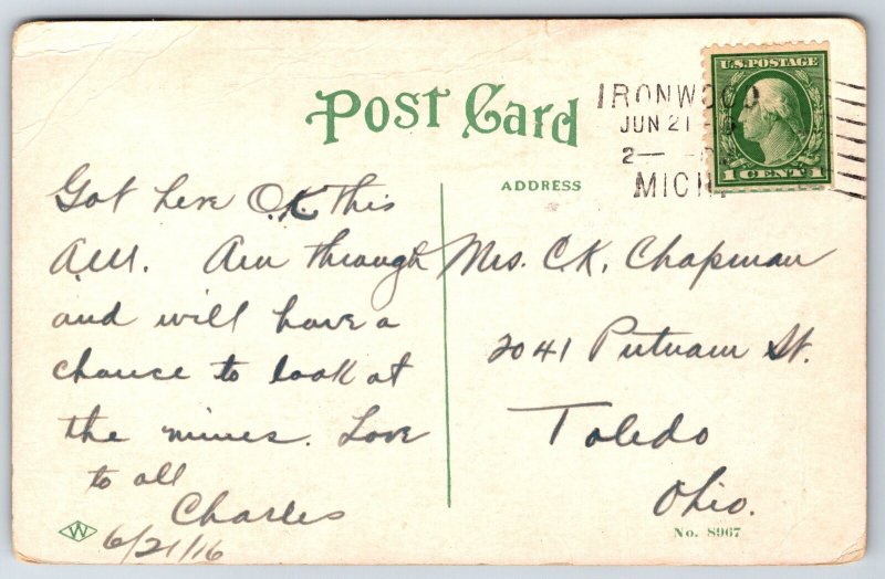 Ironwood Michigan~Montreal Falls @ Mouth of River~Vintage Postcard