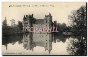 Old Postcard Campeneac The castle Trecesson and pond