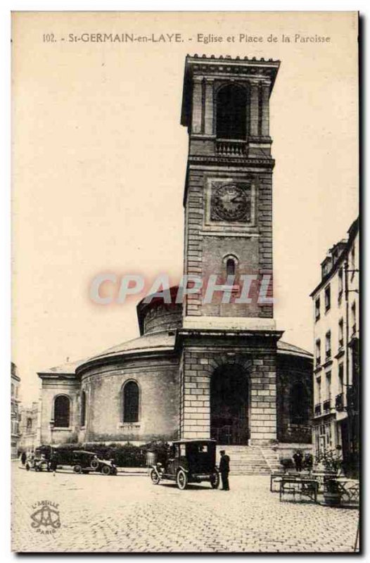 Saint Germain en Laye Old Postcard Church and Parish Square