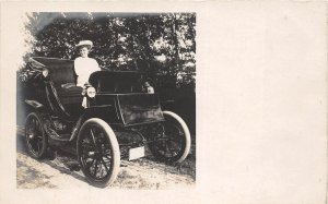 J44/ Early Automobile Auto RPPC Postcard c1910 Woman 202