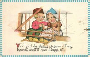 Artist impression Early Aviation Dutch 1913 Children Comic Humor postcard 5960