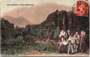 Group of People The Pyrenees & Bethmalais Types Vintage Postcard C202