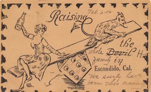 Raising the Devil Escondido, California, USA Krampus 1906 writing on front