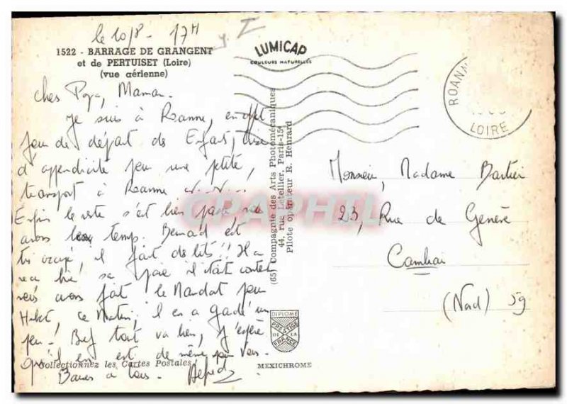 Postcard Modern Dam Grangent and Pertuiset aerial view Loire