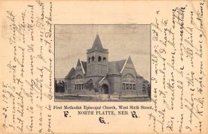 North Platte Nebraska First Methodist Episcopal Church Antique Postcard K86211