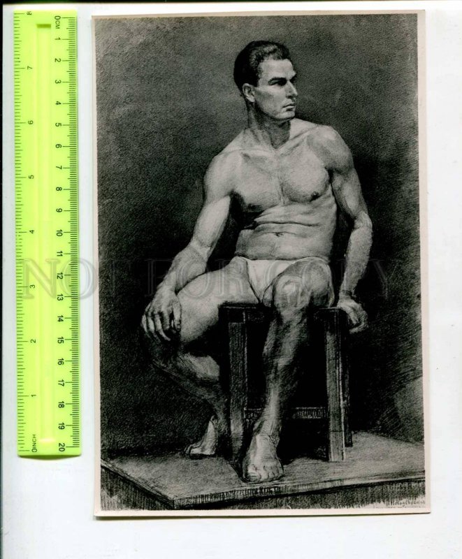 400439 USSR Novodvorskaya Nude man examination sketch Repin Institute Art photo