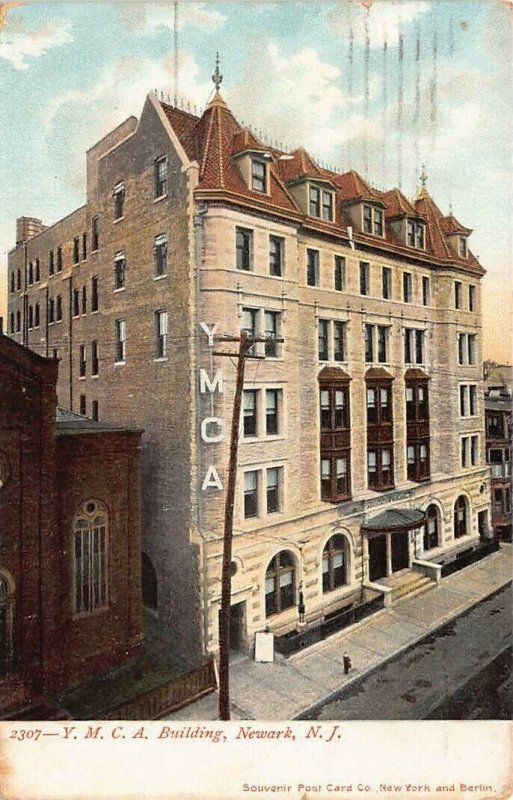 vintage postcard of Newark, NJ - YMCA Building - New Jersey - 1905 postmark! 