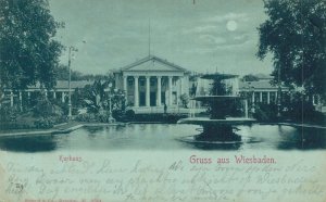 Germany Gruss aus Wiesbaden Kurhaus Vintage Postcard 07.48