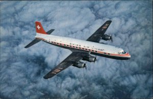 Swiss Air Lines Airlines Transatlantic DC-6 B Jet Airliner Vintage Postcard