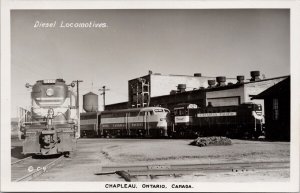 Chapleau Ontario CP Diesel Locomotives #8406 #4014 #7087 c1952 RPO Postcard H26