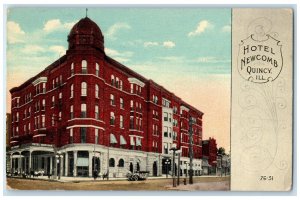 c1910 Hotel Newcomb Exterior Building Quincy Illinois Vintage Antique Postcard