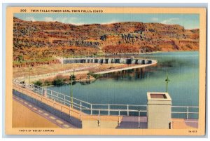 c1940 Twin Falls Power Dam Mountains Pathways Twin Falls Idaho Vintage Postcard