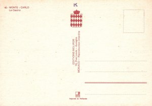 Flowers & Garden Along Le Casino Building Monte Carlo Monaco MC Vintage Postcard