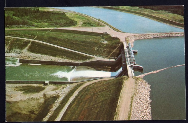 Saskatchewan Aerial View SQUAW RAPIDS Hydro Dam - Chrome 1950s-1970s