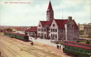 Cheyenne, Wyo., Union Depot, Railway Station, Trains (1910s)