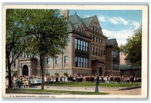 1920 E.A. Gastman School Exterior Building Decatur Illinois IL Vintage Postcard