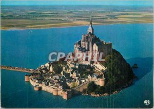 Modern Postcard Mont Saint Michel (Manche) Aerial view of Mount Grande Maree ...