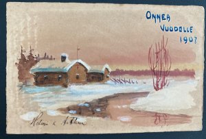 Mint Finland Picture Postcard 1907 New Year Greetings