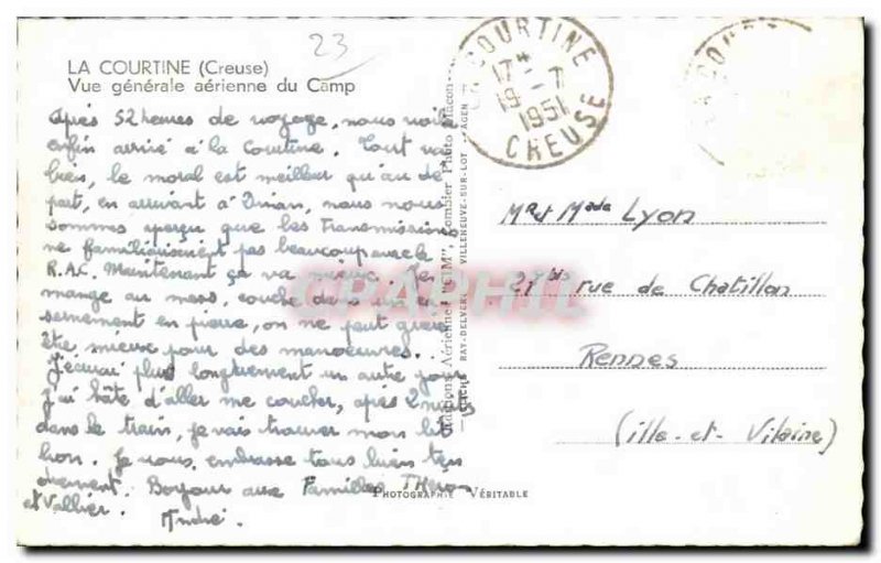 Modern Postcard La Courtine camp Aerial View General Militaria