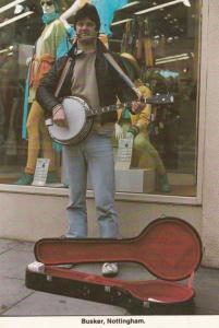 Nottingham Street Busker Musician Busking With Guitar Postcard