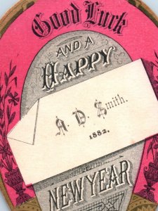 1882 Victorian New Year's Good Luck Horseshoe Card F139