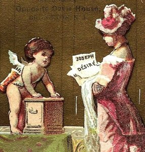 1880's S.E.M'Gear & Bro. Dry Goods House Cherub & Lovely Lady In Pink P156