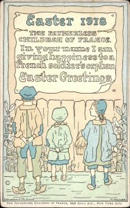 Easter 1918 WWI Fatherless Children Orphans Card/Postcard Blank Backside