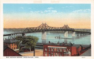 J49/ Burlington Iowa Postcard c1910 MacArthur Bridge Ship River 190