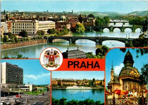 Postcard Prague Czech Republic city views bridges pavilion
