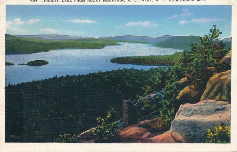 Fourth Lake from Rocky Mountain - Inlet Adirondacks NY RPO 1937 Inlet&Old Forge
