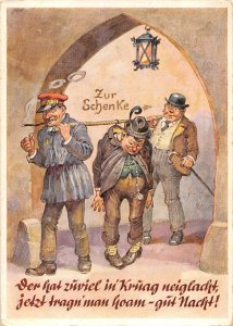 US4549 Zur Schenke Drunk Man Postcard comic germany munchen