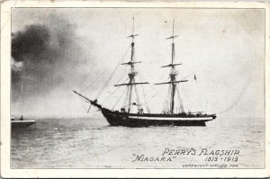 Perry's Flagship USS Niagara Brig 1813-1913 Postcard DB UNP at sea