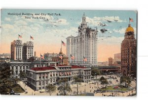 New York City NY Postcard 1907-1915 Municipal Building and City Hall Park