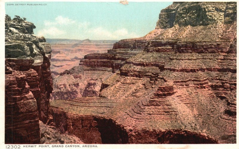 Vintage Postcard 1920's Hermit Point Grand Canyon National Park Arizona AZ