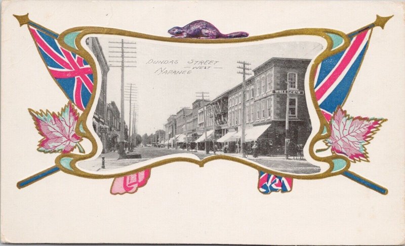 Dundas Street Napanee Ontario Canada Patriotic Unused Souvenir Postcard H29