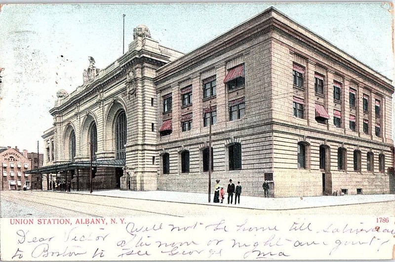 Postcard TRAIN STATION SCENE Albany New York NY AI5188