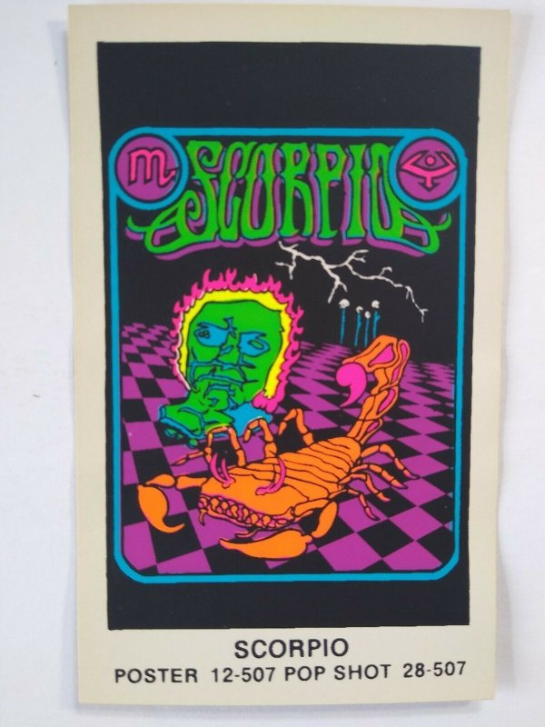 Psychedelic Mod Hippy Art Vintage SCORPIO Pop Shot Sticker Tom Gatz? Scorpion 