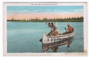 Native American Indian Canoe 1932 postmarked Wisconsin 