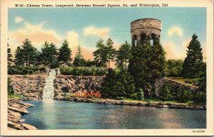 Vtg 1930s Chimes Tower Longwood Gardens Kennett Square Pennsylvania PA Postcard