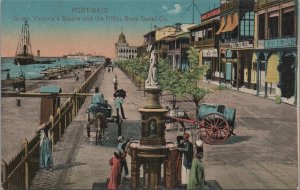 Postcard Queen Victoria's Statue and Office Suez Canal Co Port Said Egypt