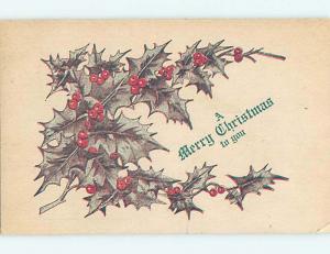 Bent Corner Divided-Back christmas XMAS MESSAGE IN THE HOLLY o3944