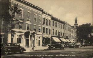 Easthampton MA MaiN St. Business Section Postcard