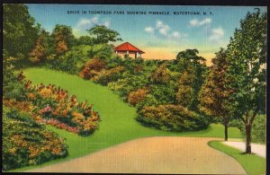 New York ~ WATERTOWN Drive in Thompson Park showing Pinnacle - LINEN