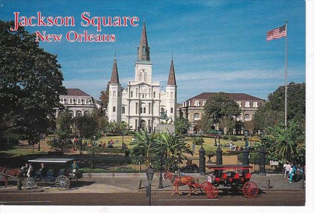 Louisiana New Orleans Jackson Square With St Louis Cathedral