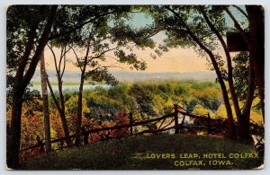 Colfax Iowa~Fence Protects the Jumpers @ Lover's Leap~Early Fall c1914 Postcard