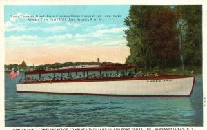 Vintage Postcard Uncle Sam Compliments Of Combined Thousand Island Boat Tours NY